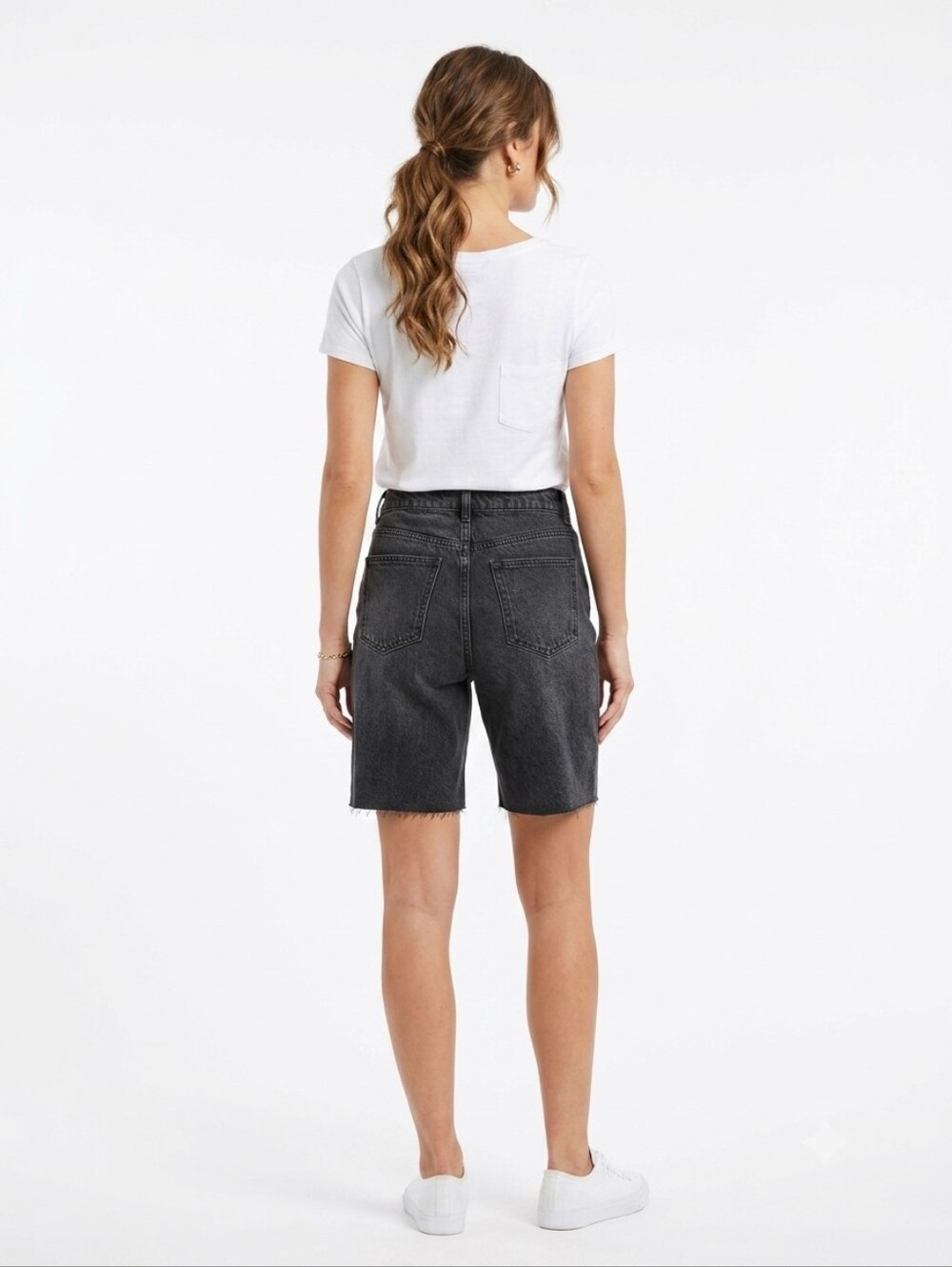 Dynamite Black Jorts High-Rise Denim Cut off Bermuda Shorts
